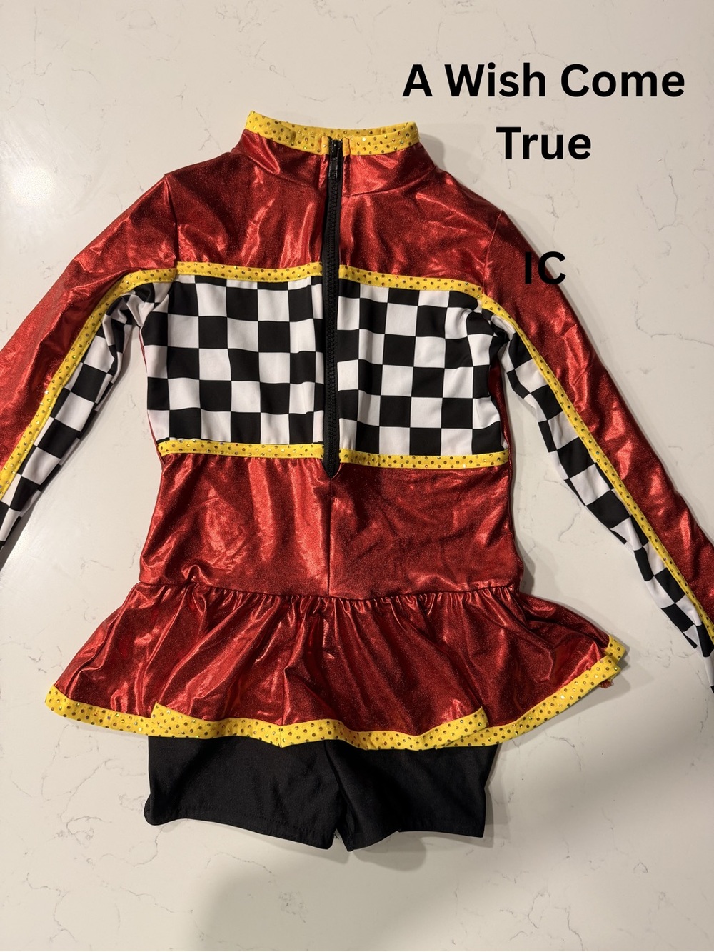 A Wish Come True Girls' Shiny Red Racing Skater Dance Costume